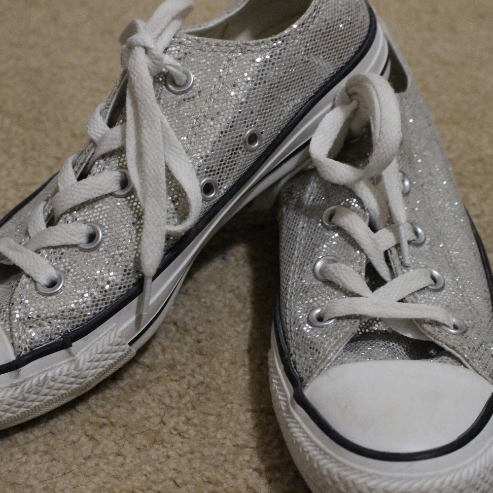 Silver Sequined Converse